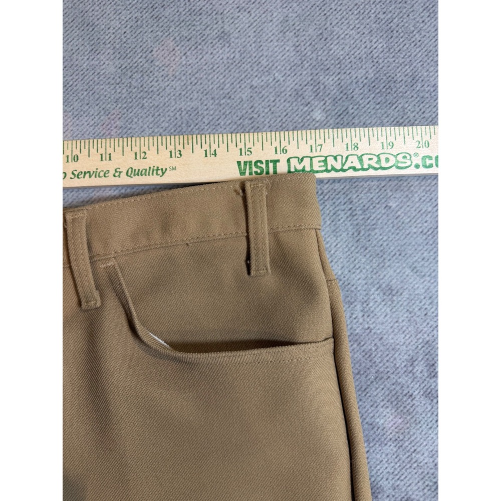 Levis Sta-Prest Black& Gold tab Slacks 35x30 Khaki Vintage Flare Trousers 517 - Picture 6 of 9